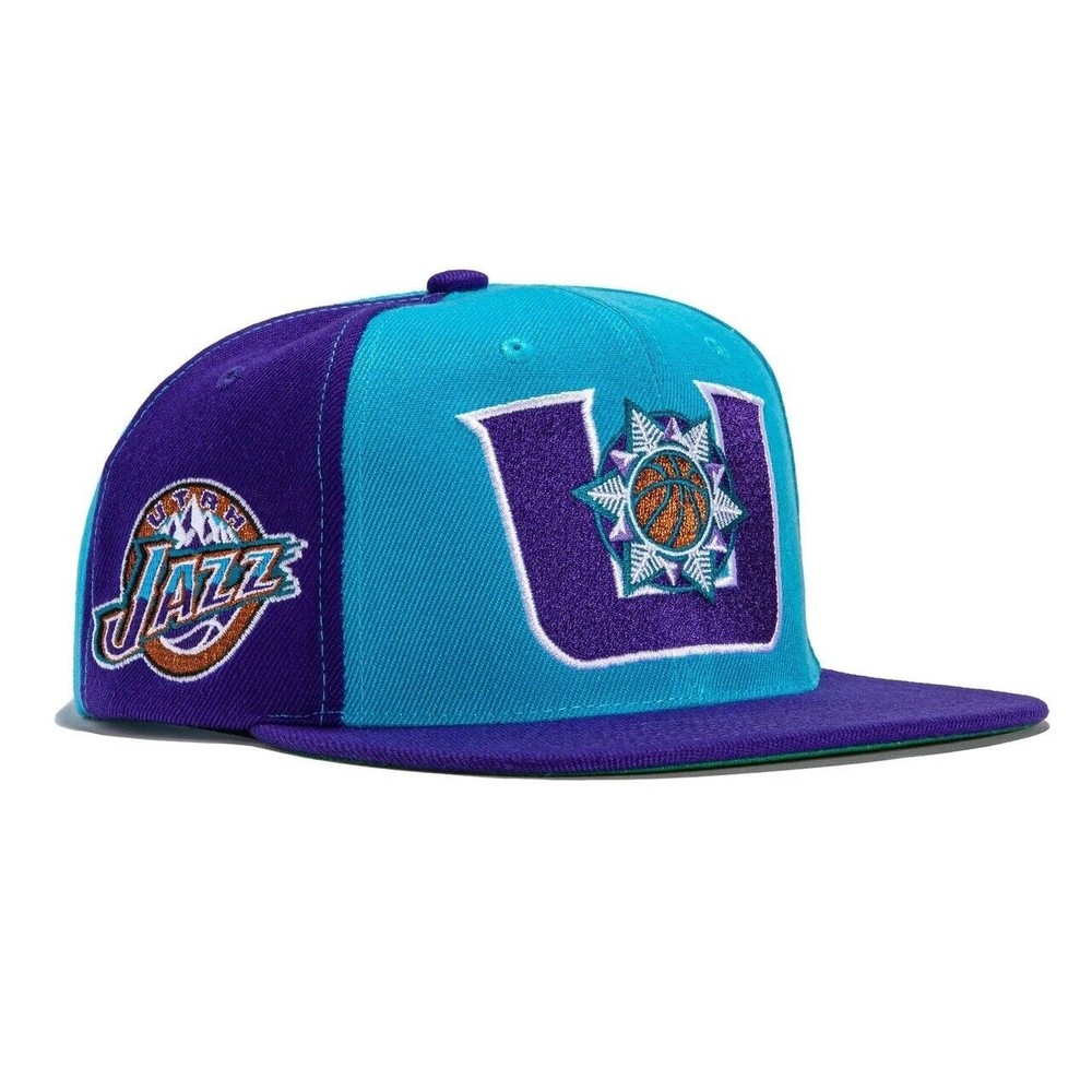 Utah Jazz Mitchell & Ness Rear Script Snapback Light Blue Purple Brand New